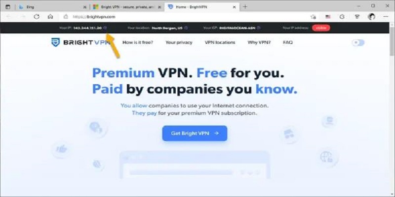 Vào trang Bright VPN -> bấm Get Bright VPN để tải file có dung lượng 59MB